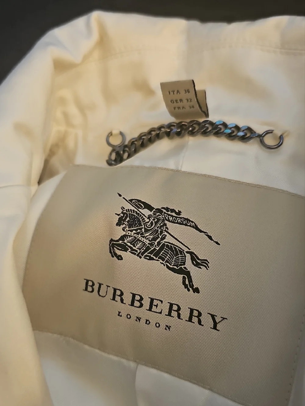 Burberry Cream Double-Breasted Trench Coat with Belt - Picture 2 of 2